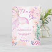 Pink Mermaid 1st Birthday Oneder The Sea Bedankkaart (Staand voorkant)