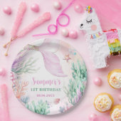 Pink Mermaid 1st Birthday Oneder The Sea Papieren Bordje (Feest)