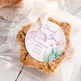 Pink Mermaid 1st Birthday Oneder the Sea Party Ronde Sticker