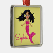 Pink Mermaid art, persoonlijk cadeau Metalen Ornament (Rechts)