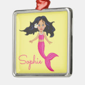 Pink Mermaid art, persoonlijk cadeau Metalen Ornament (Links)