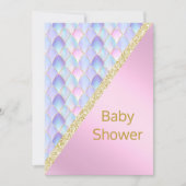  PINK Mermaid BABY SHOWER INVITATION Gold Kaart (Voorkant)