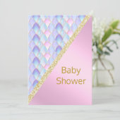  PINK Mermaid BABY SHOWER INVITATION Gold Kaart (Staand voorkant)