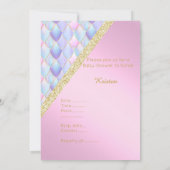  PINK Mermaid BABY SHOWER INVITATION Gold Kaart (Achterkant)