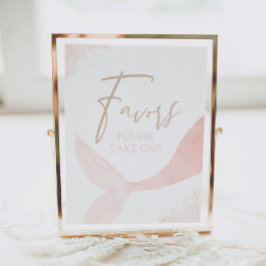 Pink Mermaid Girl Birthday Favors Sign Poster
