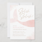 Pink Mermaid Girl Birthday Party Kaart (Voorkant)