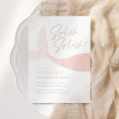 Pink Mermaid Girl Birthday Party Kaart