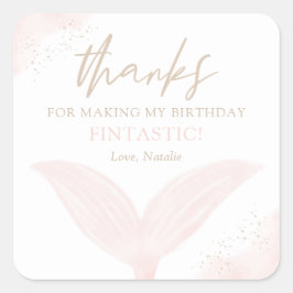 Pink Mermaid Girl Birthday Party Vierkante Sticker