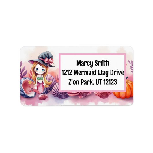 Pink Mermaid Halloween  Etiket (Voorkant)