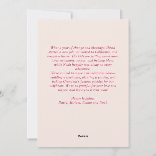 Pink Merry Christmas and Happy New Year signature Feestdagenkaart (Achterkant)