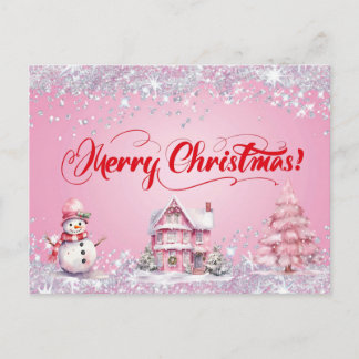 Pink Merry Christmas  Briefkaart