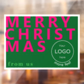 Pink Merry Christmas Business logo Window Cling Raamsticker (Vel 2)