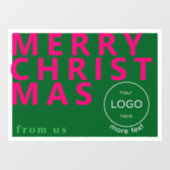 Pink Merry Christmas Business logo Window Cling Raamsticker (Vel)