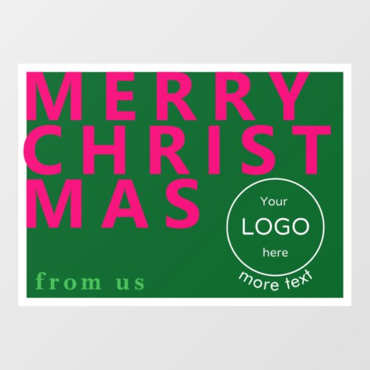 Pink Merry Christmas Business logo Window Cling Raamsticker (Vel)