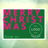 Pink Merry Christmas Business logo Window Cling Raamsticker (Vel 3)