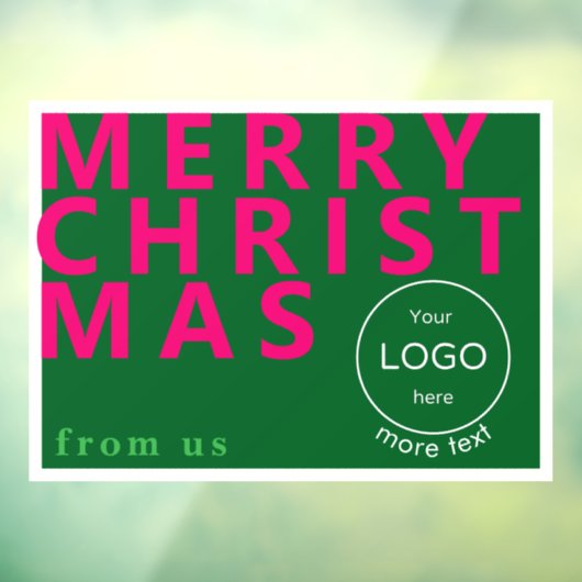 Pink Merry Christmas Business logo Window Cling Raamsticker (Vel 3)