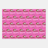 Pink Merry Christmas Santa Hat Reindeer Xmas Pink Inpakpapier Vel (Voorkant 2)