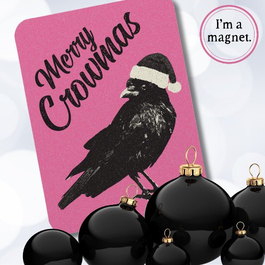 Pink Merry Crowmas Christmas Holiday  Magneet
