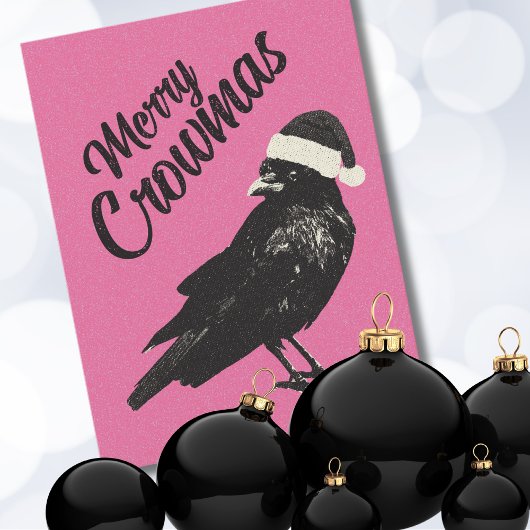 Pink Merry Crowmas kerstvakantie Briefkaart