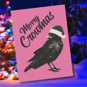 Pink Merry Crowmas kerstvakantie Briefkaart