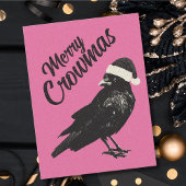 Pink Merry Crowmas kerstvakantie Briefkaart