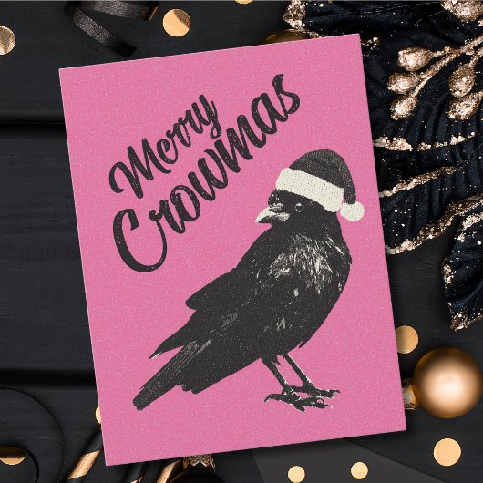 Pink Merry Crowmas kerstvakantie Briefkaart