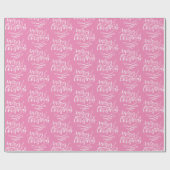 Pink Merry-kerstkalligrafiescript Patroon Cadeaupapier (Vlak)