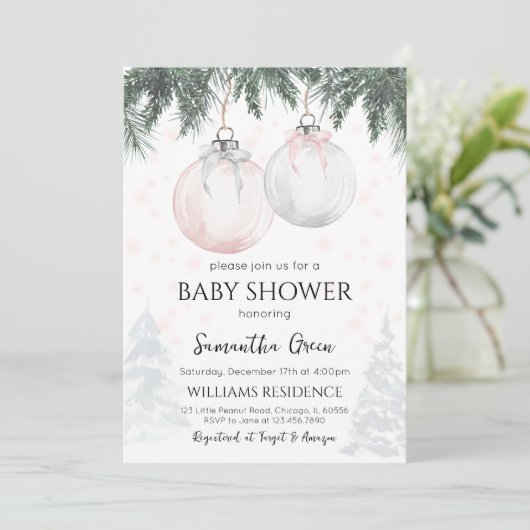 Pink Merry Little Baby shower Kaart (Staand voorkant)