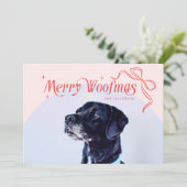 Pink Merry Woofmas Dog Christmas Holiday Kaart (Staand voorkant)