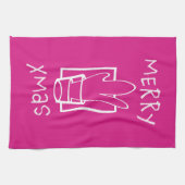 Pink Merry Xmas Theedoek (Horizontaal)