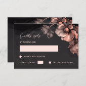 Pink Metallic Black Floral RSVP Kaartje (Voorkant / Achterkant)