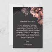 Pink Metallic Black Floral Wedding Thank You Bedankkaart (Achterkant)
