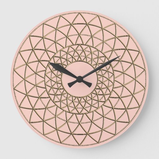 Pink Metallic Circle Pattern Acrylic Wall Clock Grote Klok (Voorkant)