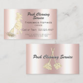 Pink Metallic & Gold Glitter Service voor het rein Visitekaartje (Voorkant / Achterkant)