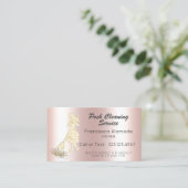 Pink Metallic & Gold Glitter Service voor het rein Visitekaartje (Staand voorkant)