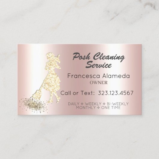 Pink Metallic & Gold Glitter Service voor het rein Visitekaartje (Voorkant)