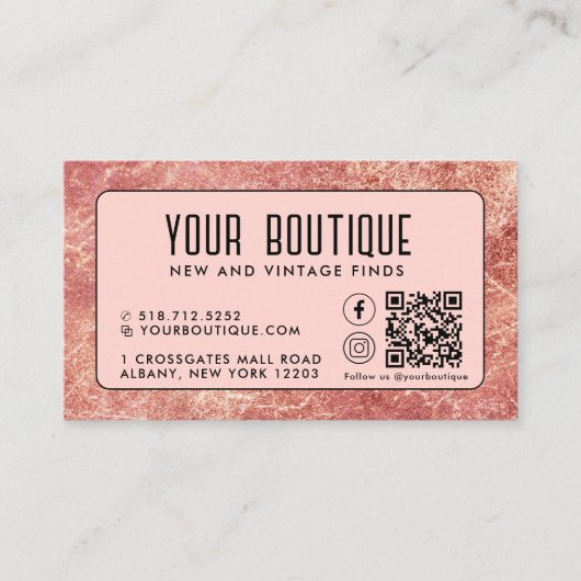 Pink Metallic QR Code Reward Visitekaartje (Voorkant)
