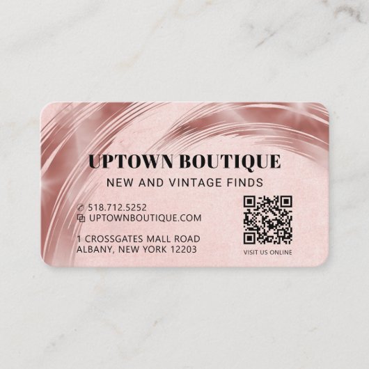 Pink Metallic QR Code Reward Visitekaartje (Voorkant)