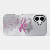 Pink Metallic Roos Silver Naam toevoegen iPhone 16 Hoesje (Achterkant horizontaal)