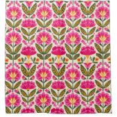 Pink Mexican Talavera Flowers Floral Pattern Retro Douchegordijn (Voorkant)