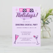 Pink Midcentury Modern Christmas Cocktail Party Kaart (Staand voorkant)