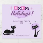 Pink Midcentury Modern Christmas Party Sparkling Wijnetiket (Enkel label)