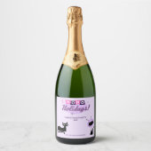 Pink Midcentury Modern Christmas Party Sparkling Wijnetiket (Voorkant)