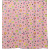 Pink Mideeuw Retro Honey Bee Pattern Douchegordijn (Voorkant)