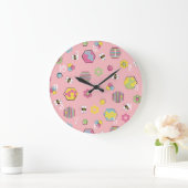 Pink Mideeuw Retro Honey Bee Pattern Grote Klok (Huis)