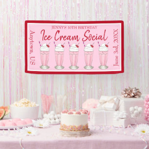 Pink Milkshake Ice Cream Social Birthday Party Spandoek