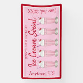 Pink Milkshake Ice Cream Social Birthday Party Spandoek (Verticaal)