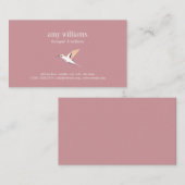 Pink minimal femenine hummingbird illustration visitekaartje (Voorkant / Achterkant)