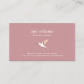 Pink minimal femenine hummingbird illustration visitekaartje (Voorkant)