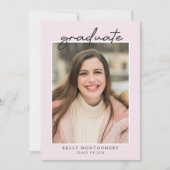 Pink Minimal Graduation Invitation Kaart (Voorkant)